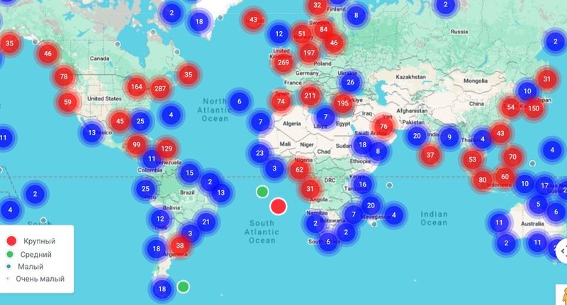 Sea ports of the world — on one map