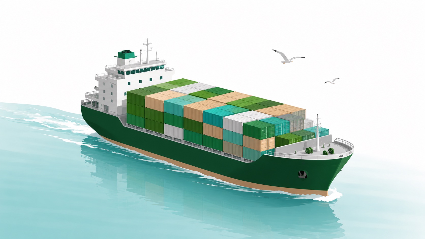 Container ship carrying freight across the ocean
